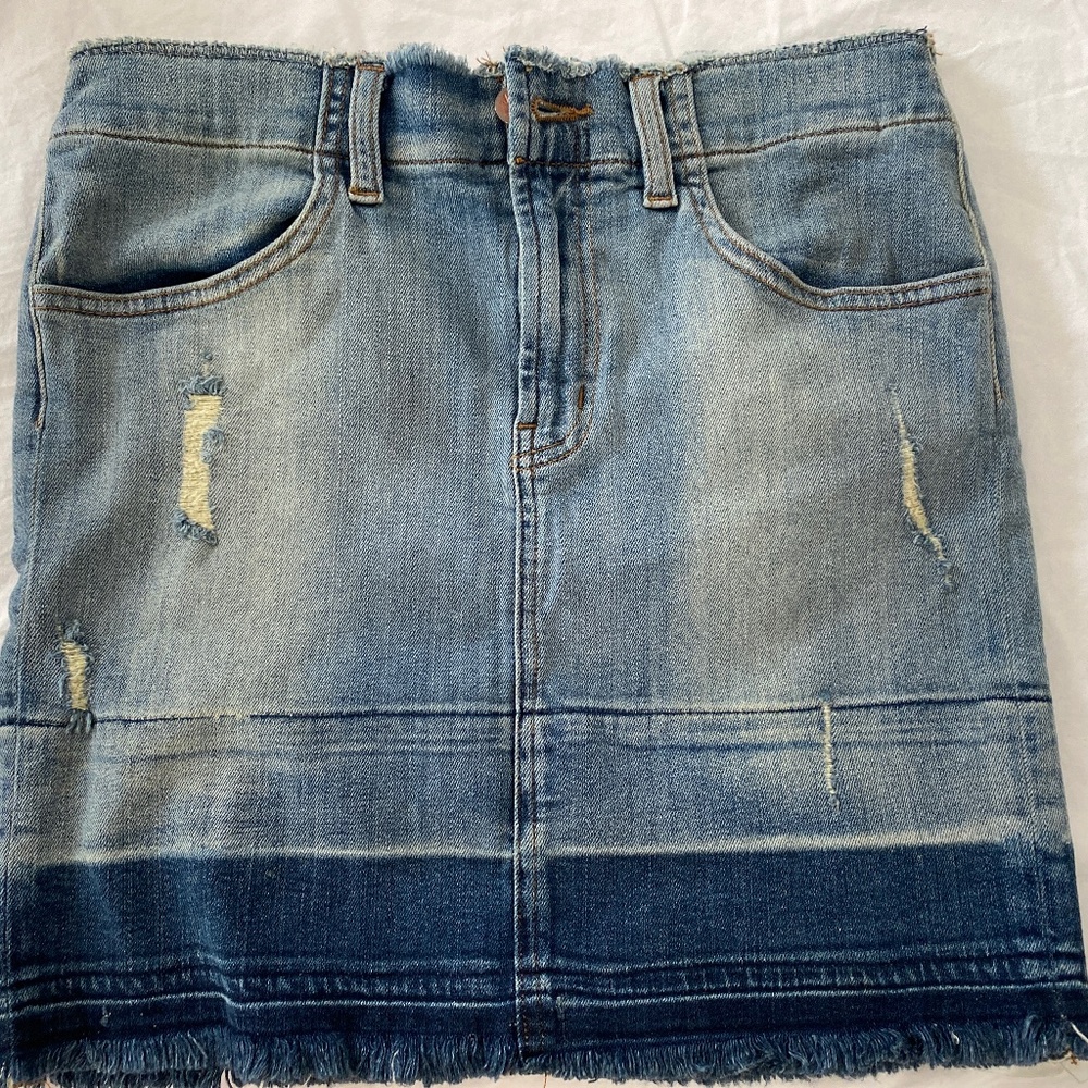 Distressed Denim Mini Skirt